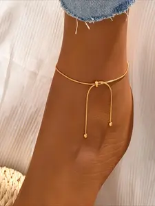 [Stainless Steel Anklet] 1pcs Stainless Steel Adjustable Classic Style Anklet, A Freely Adjustable Pull-Out Anklet