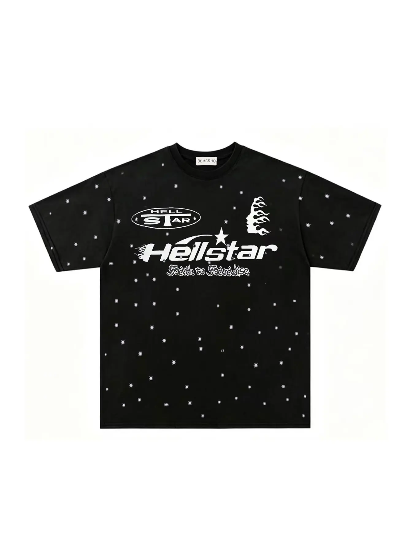 American Vintage Streetwear Washed Tie-Dye Star Letter Flame Graphic T-Shirt, Menswear, Men's Summer New Fashion Casual Baggy Sport Round Neck Short Sleeve Top