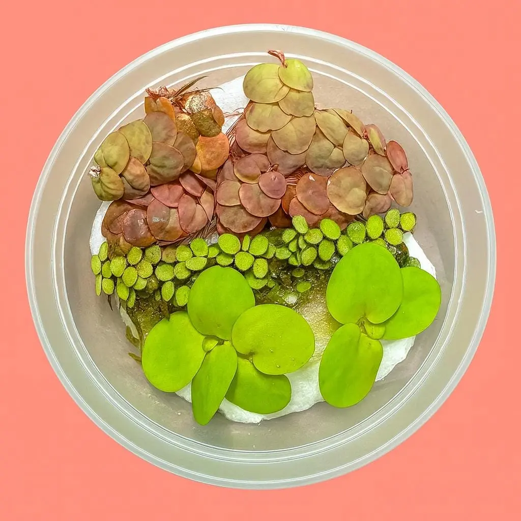 Aquarium Floating Plant Bundle 6 Live Plants 2 Red Root 2 Frogbit 2 Salvinia Freshwater Aquascape Variety Pack for Nano Tanks and Breeding Sets
