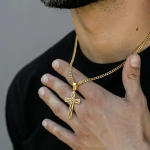 Cross Pendant Necklace for Women & Men Stainless Steel 16-26in Cuban Link Chain Men's Jewelry, Gifts, Juniors Chain