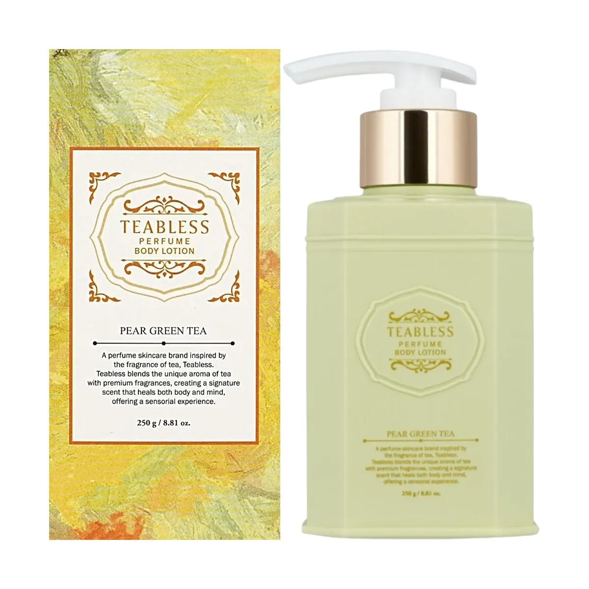 TEABLESS Korean Pear Green Tea Body Moisturizer Lotion - 250g, Refreshing Fruity Scent, Gentle Lightweight Formula, Sensitive Skin Safe, Smooth Deep Hydration
