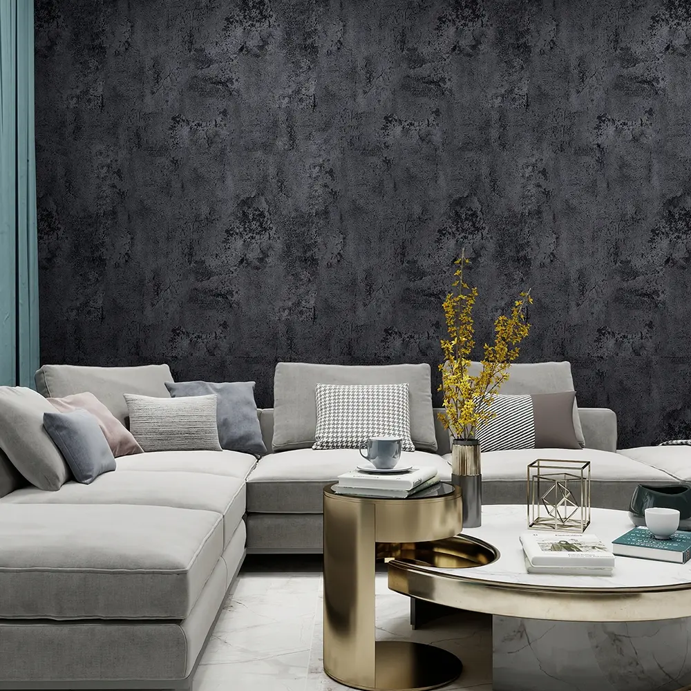 1 roll of thick removable vinyl peel and stick retro cement gray Decorative Self Adhesive PVC Wallpaper - suitable for living room, kitchen, bedroom, dormitory decoration and furniture renovation contact paper (15.7*78.7in)