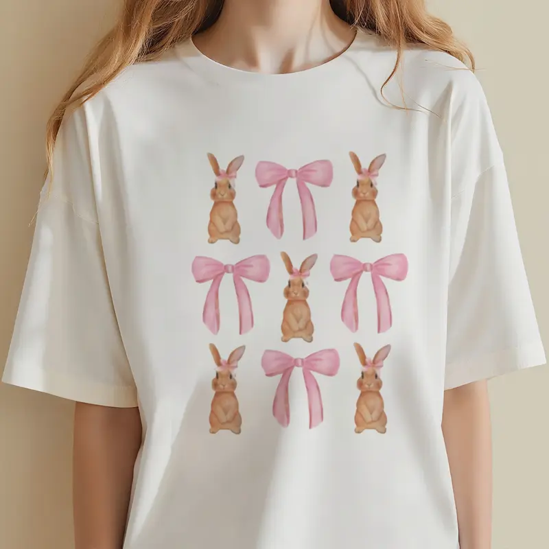 Coquette Bunny Shirt, Easter Bunny TShirt, Easter Graphic Tee, Pink Bows Easter Shirt, Cute Easter Tee, Girly Easter Shirt, Easter Gift
