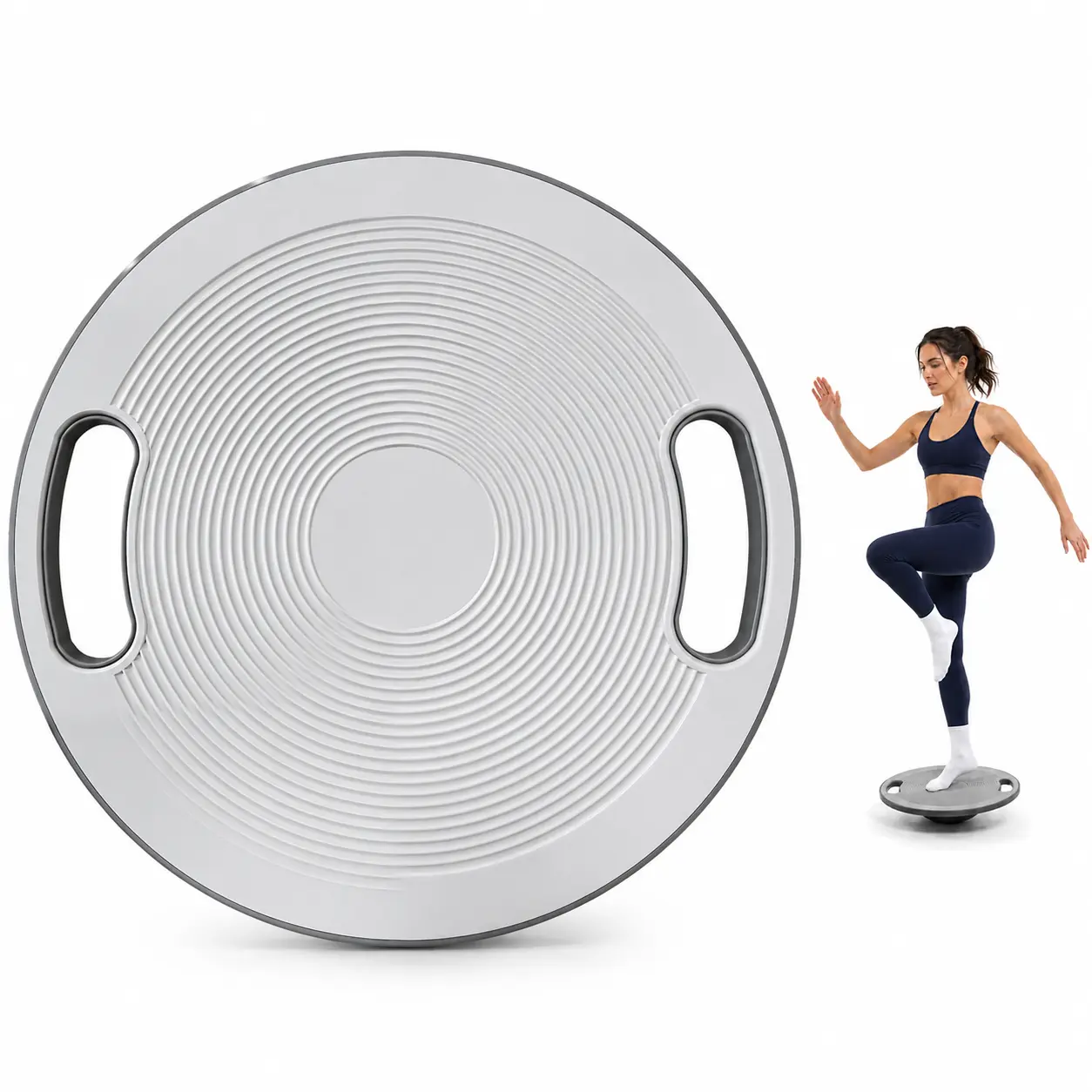 BESTGOD Balance Board, 15.6 Inch Heavy-Duty Plastic Wobble Trainer with Handles and Striped Non-Slip Surface for Core Exercise, Stability Training & Home Gym Fitness, Fitness Equipment, Balanceboard, Compact Exercise Equipment, Heavy-Duty Plastic Resists,