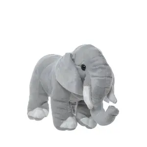 12" X 7"h Stuffed Elephant Light Gray