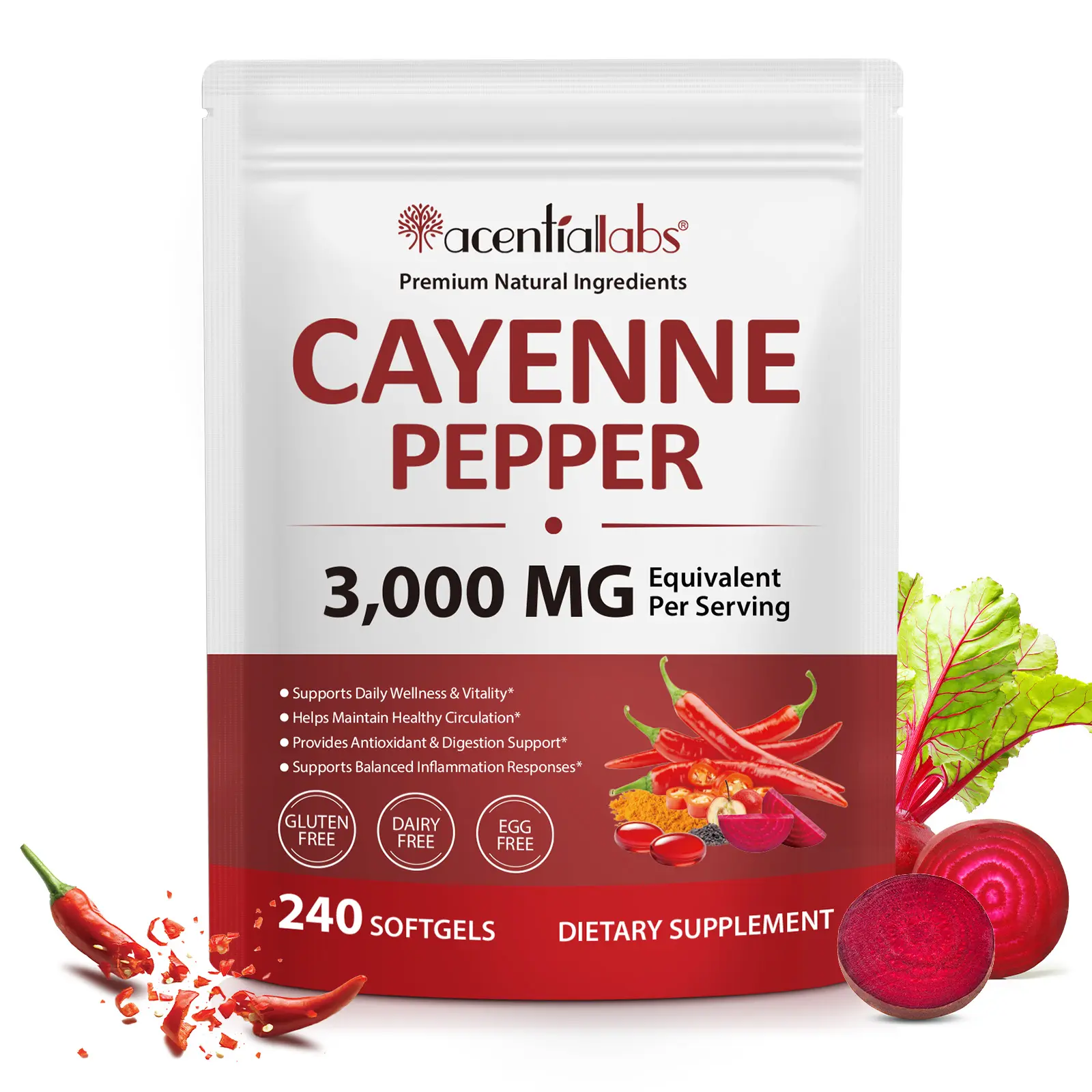 Cayenne Pepper Softgels 240 Count | Turmeric Curcumin & Beet Root Extract | Supports Heart Health & Blood Circulation | Capsaicin Supplement Softgels for Men & Women sohochic
