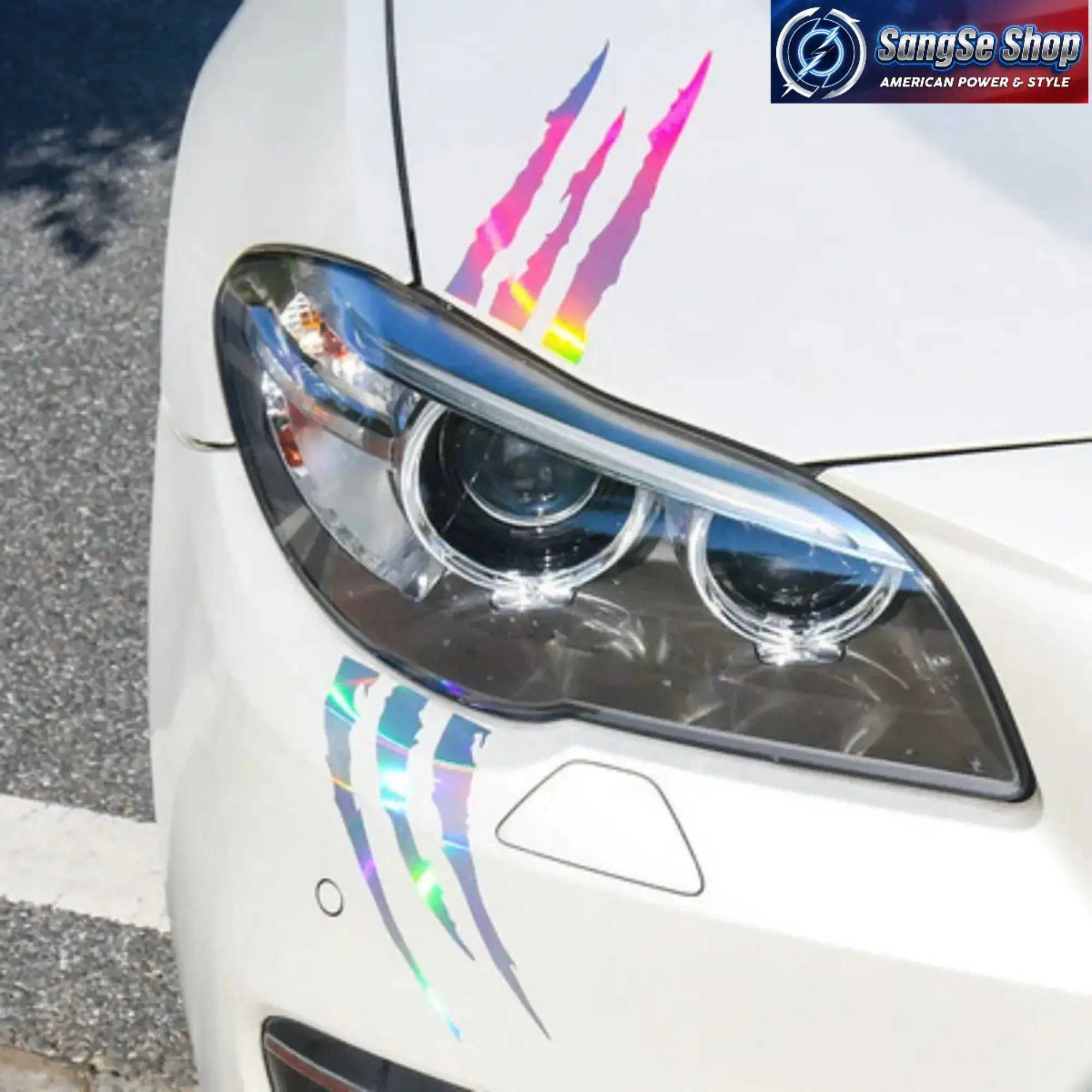 4-Pack Claw Mark Car Headlight Stickers 2026 Trend PET Reflective Material Auto Styling Decals 15.7 x 4.7 Inch Scratch Claw Design High Visibility Waterproof Adhesive Car Headlight Eyelid Strips for Cars SUVs Trucks Exterior Decoration and Night Safety Lo