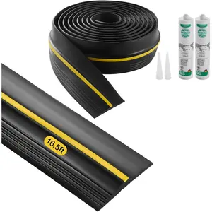 VEVOR Garage Door Threshold Seal Strip, 10 FT Universal Garage Door Floor Seal Strip with Adhesive, Garage Door Bottom Weatherproof Strip, Upgraded Thick PVC DIY Weather Stripping Replacement, BlackVEVOR Super Brand Day