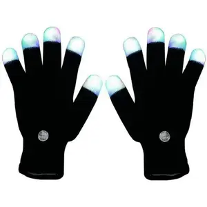 5-Finger Fleece Knit LED Gloves with Fingers Lit Up, Flashing LEDs and Light-Up Tips, Sports & Outdoor Protective Gear for Parties/Concerts