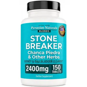 PERUVIAN NATURALS Chanca Piedra Stone Breaker for Kidney and Liver Support - Herbal Dietary Supplement - 150 Tablets, 2400mg Chancapiedra, Milk Thistle, Dandelion Root, Adult Kidney Liver Gallbladder Support