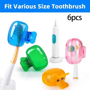 6-Piece Toothbrush Storage Clip, Portable Plastic Toothbrush Case, Toothbrush Protector Caps, Travel Essential Toothbrush Protector Caps Cover