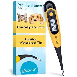 Iproven Dog & Cat Thermometer for Accurate Fever Detection, Comfortable Flexible Tip, Waterproof Pet Thermometer, Fast Readings in 20 Sec, Whelping and Veterinary Supply, DTK-117Y iProvèn