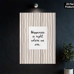 1 Piece Hand-Painted Happiness Poster - Neutral Striped Cozy Family Wall Decor, Warm Housewarming Gift, Frameless Decorative Painting, Art Wall Decoration, Unframed Art Print - Suitable for Home Cozy Atmosphere Decoration