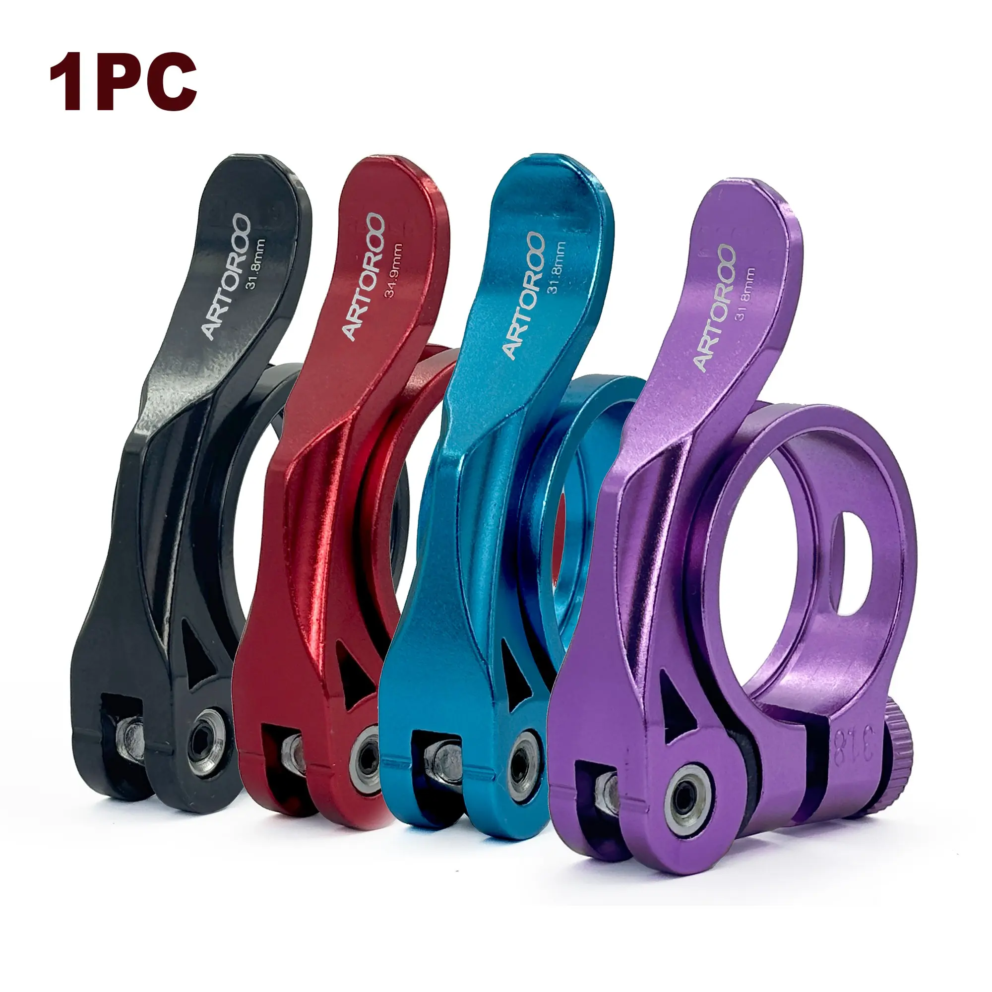 Artoroo Bicycle Seat Post Clamp, 31.8mm/34.9mm Mountain Bike Road Bike Aluminum Alloy Seat Post Clamp, Bicycle Parts Quick Release Bike Accessories