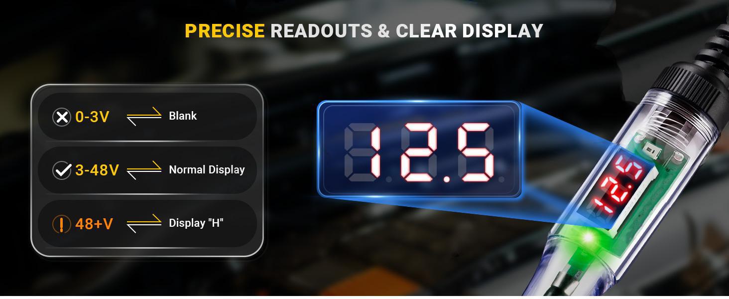 Automotive Test Light with 3-48V LED Digital Voltage Display, Auto Circuit Tester with Voltmeter & Dual Color Polarity Indicate, Electric Test Pen w/Stainless Probe for Car/Truck/SUV Checker fathersdaygift Automotive Test Light with 3-48V LED Digital Voltage Display, Auto Circuit Tester with Voltmeter & Dual Color Polarity Indicate, Electric Test Pen w/Stainless Probe for Car/Truck/SUV Checker fathersdaygift