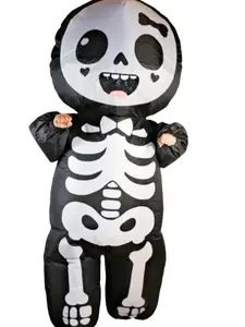 Inflatable Skeleton Costume & Halloween Tombstone Scene | 65"-72" Spooky Airblown Décor Set Ornaments Decor Decoration