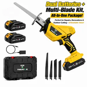 TEGATOK Cordless Reciprocating Saw Kit, Dual 20V Batteries & Multi-Blade Set, Portable Electric Saw for Wood, Metal & Outdoor Cutting with Carry Case pvc cut machine