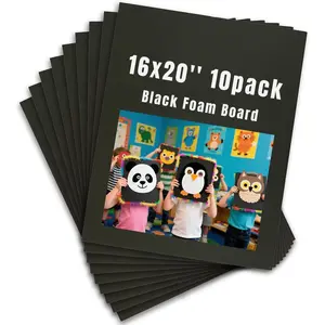 10 Pack 16x20'' Black Foam Board, Black Poster Board, 3/16" Thick Art Foam Core for DIY, Signboards, Painting, University Displays, Education Projects, Framing