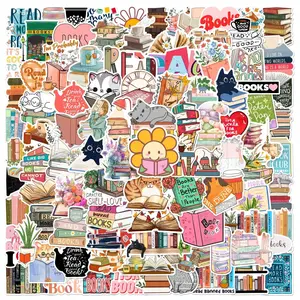 Book Lovers Sticker, 100pcs/set Cute Book Pattern Decorative Sticker, DIY Decals for Water Bottle, Laptop, Phone Case, Scrapbooking, Journal Making, Screen Protector, Cellphone, Accessories