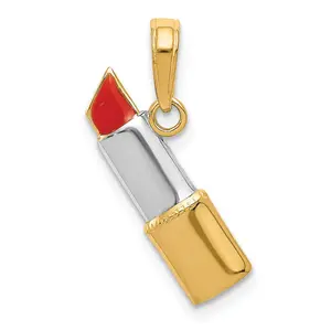14k Yellow & Rhodium 19 mm  Enameled Lipstick Charm (0.78 grams)