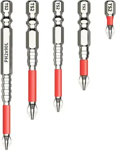 6pcs Screwdriver bit set, includ 0.98/1.97/2.76/2.56/3.54/5.91 inch Phillips screwdriver bits, high-hardness impact screwdriver bits, strong magnetic bit holder.tools and gadgets,screwdriver set，tools and gadgets for him ，drill