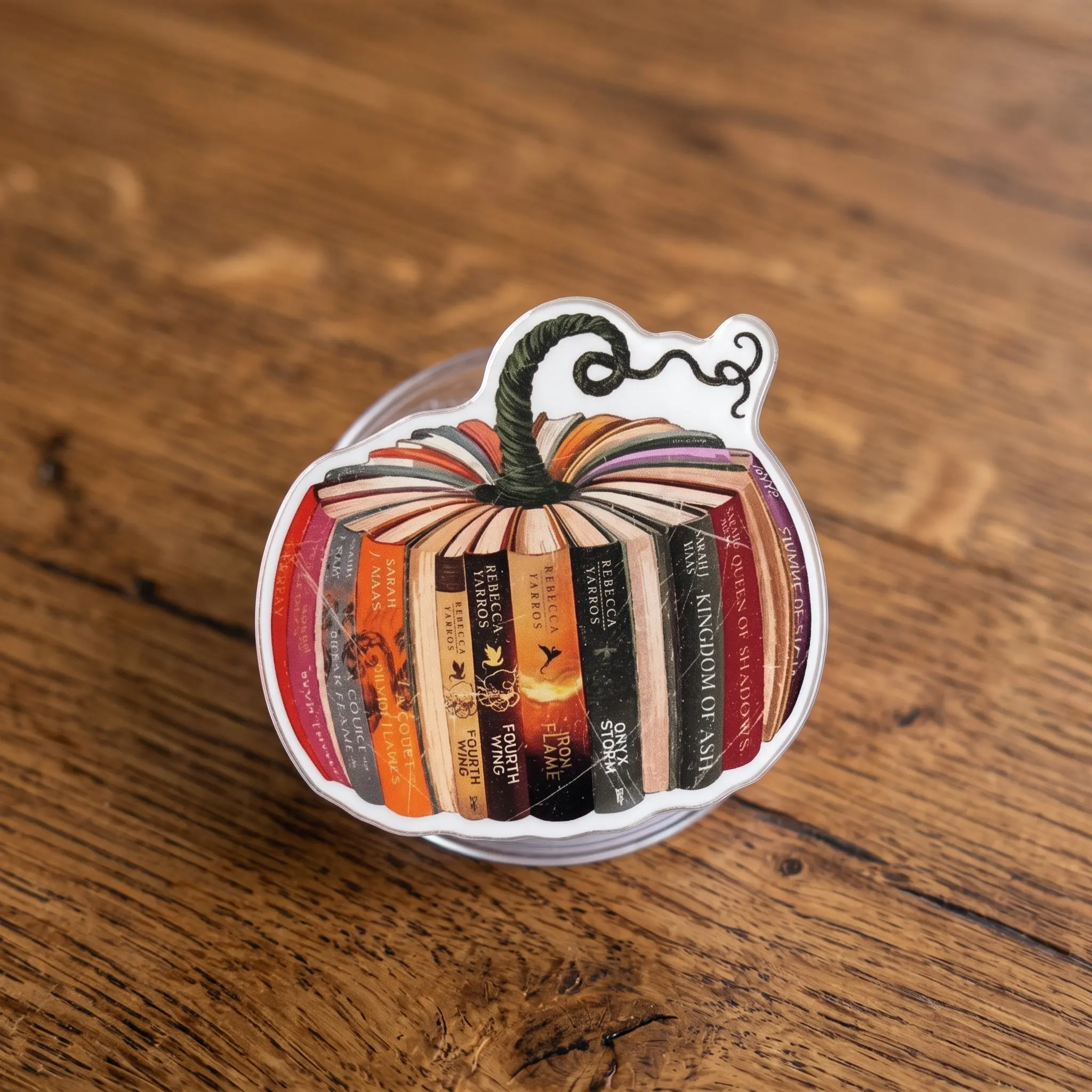 Book Pumpkin MagSafe Phone Grip, Fall Bookish Phone Stand, Autumn Reader Gift, Pumpkin Book Stack Magnetic Phone Holder