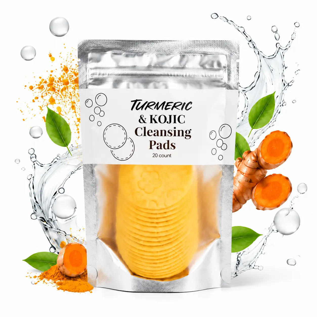 Turmeric Cleansing Exfoliating Pads | Gentle Facial Cleansing Pads | Soft Textured Face Pads for Daily Skincare