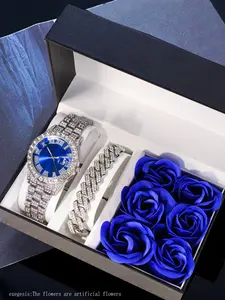 Men's Elegant Watch & Bracelet Set, Fashion Watch Set for Party, Daily Clothing Decor, Trendy All-match & Exquisite Watch Set for Birthday Gift, Exquisite Band Watch