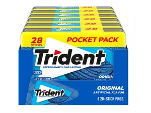Trident Sugar-Free Chewing Gum, 6 Packs of 28 Pieces (168 Total Pieces)