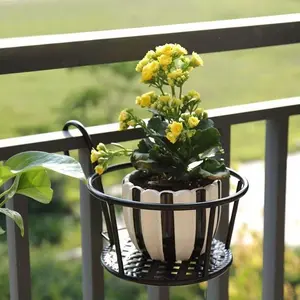 Pack of 3 Wrought Iron Hanging Flower Pot Racks, Planter Rack, Metal Plant Hangers with Hooks, Durable Garden Decorative Accessory