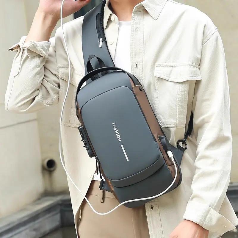 Password Lock Chest Bag for Men - Anti-Theft Security Bag with Combination Lock, Perfect for Motorcycle Enthusiasts and Daily Commuters, Water-Resistant Fabric for Safe and Convenient Outings