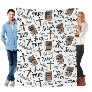Christian Bible Jesus Flannel Throw Blanket Lightweight Warm Cozy All-Season Decoration Winter Holiday Soft Blanket Perfect Gift For Christmas And Lovers