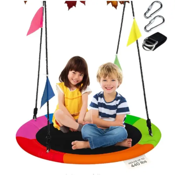 360° Rotation Tree Swing with Turnbuckle, Outdoor Saucer Swing for Kids and Adults, 450 lbs Heavy Duty for Backyard Playground