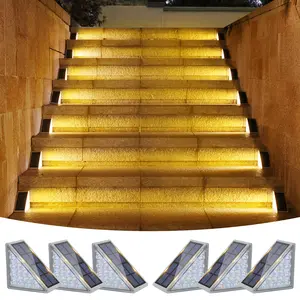 6 Pack VOLISUN Solar Stair Lights IP67 Waterproof LED Step Lights Outdoor Warm Cold Glow for Garden Deck Patio