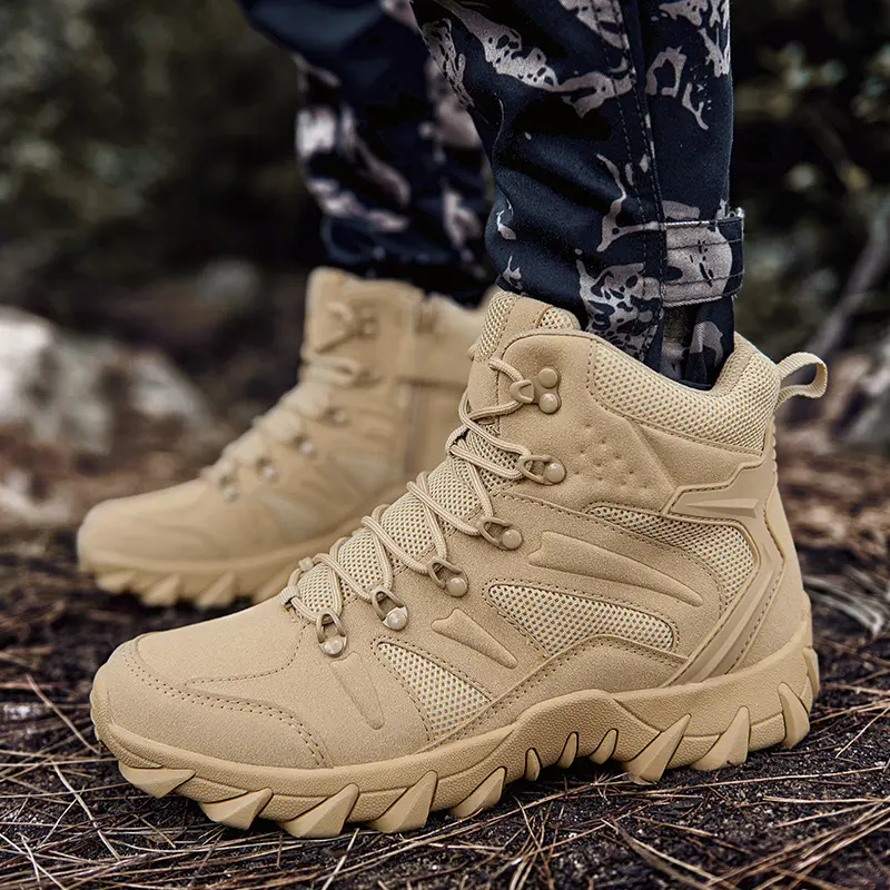 Men's PU Leather Lace-Up Plain Look Ankle Military Tactical Boots - Lightweight, Comfortable for Motorcycling, Combat