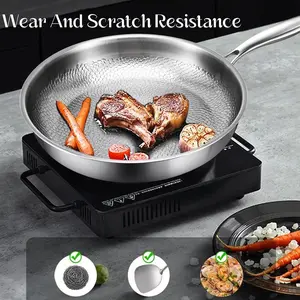 Titanium Hammered Pan Pro with Lid, Titanium Frying Pans for Cooking Non Stick (8In) Generic