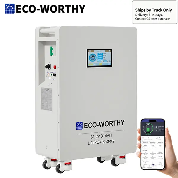 【16kWh Battery】ECO-WORTHY 48V 314Ah  LiFePO4 Lithium Battery, 16.1kWh High Capacity Energy Storage with Breakers RS485/CAN/RS232 for home