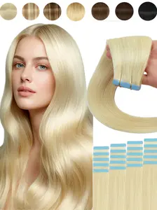 Tape in Hair Extensions Human Hair 30.4-55.88cm 20pcs/Pack Straight Real Human Hair Invisible Seamless Remy Hair Extensions Double Sided Human Hair Tape in Hair Extensions for Women/Girls Can Dyed