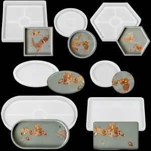 7-Piece Silicone Tray Molds Set, Resin Casting Mold, DIY Epoxy Resin, Plaster Cement Crafts, Home Decor, Handmade Gifts, Round