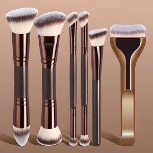 6-Piece Dual-Ended Makeup Brush Set, Multifunctional Foundation Contour Eyeshadow Blush Brushes, High-Quality Synthetic Hair Beauty Tools