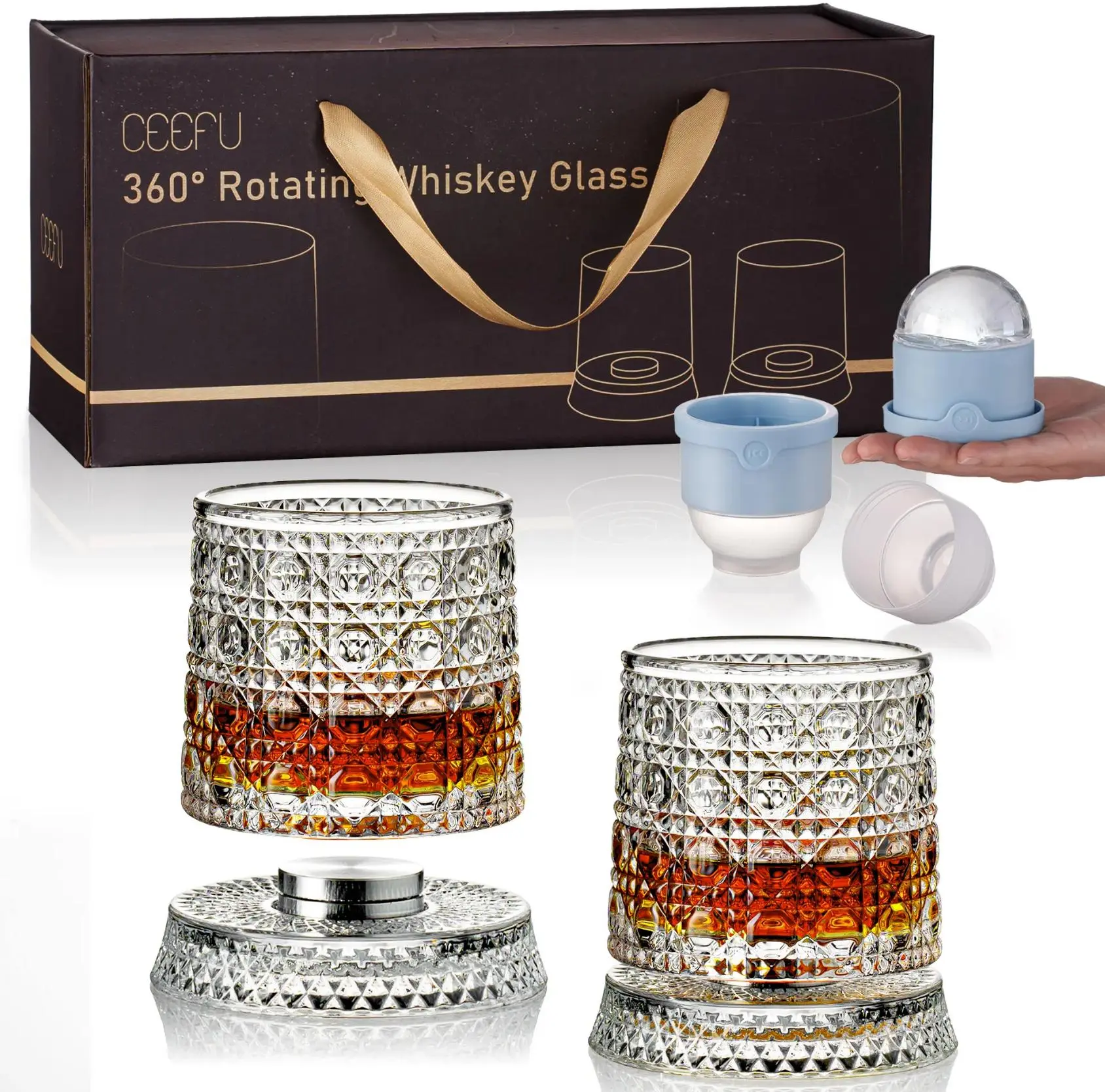 The Perfect Gift for Whiskey Lovers | Spinning LED Glass Set# liquor glass# premium gin set Rotating Utensils Colorful Drink unique birthday Decanter Gothic Skull