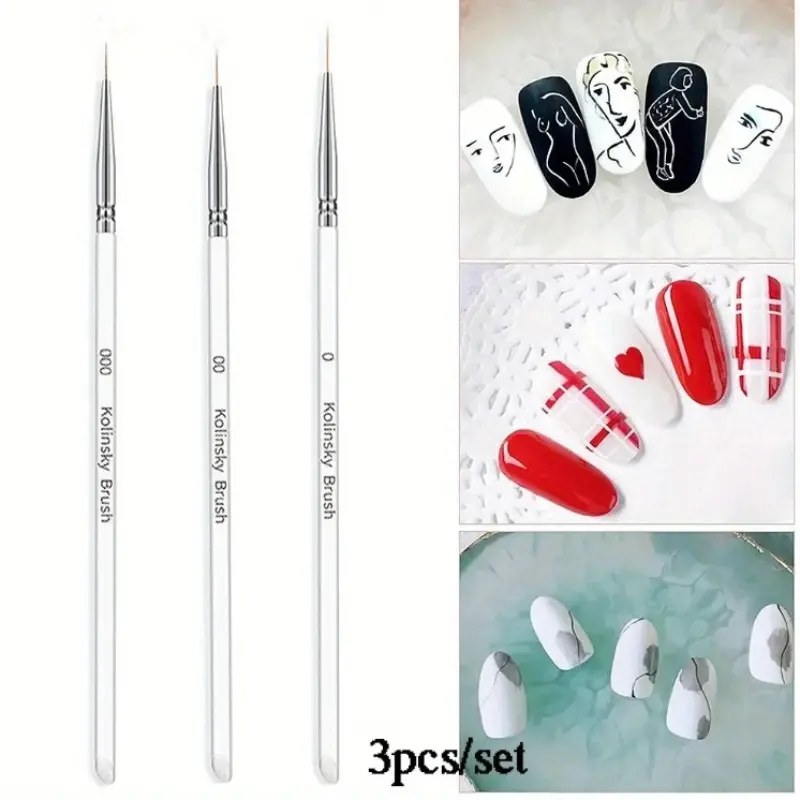 3-Pack Fine Nail Art Manicure Liner Pens, 0/00/000 Ultra-Fine Tip, Professional Salon Essential, Daily Nail Care Tool, Must-Have Beauty Supplies, Nail Art Equipment