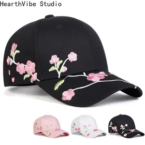 New Spring/Summer Collection: Women's Korean-Style Baseball Cap — Versatile & Stylish Peaked Hat with Embroidered Peach Blossom Design