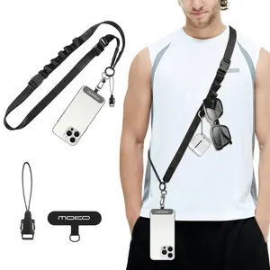 MoKo Universal Phone Lanyard, Nylon Adjustable Cell Phone Crossbody Strap Detachable Women & Men Cellphone Lanyards Around the Neck with Patches for iPhone, Most Smartphones