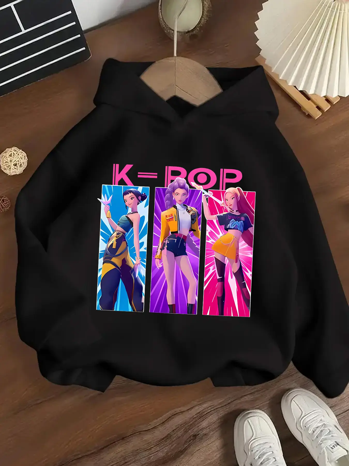 Girls' Kpop Falcon Girl Group Hoodie, Long Sleeve Casual Fitted Sweatshirt, Spring & Fall Fashion, Comfortable Graphic Print Pullover