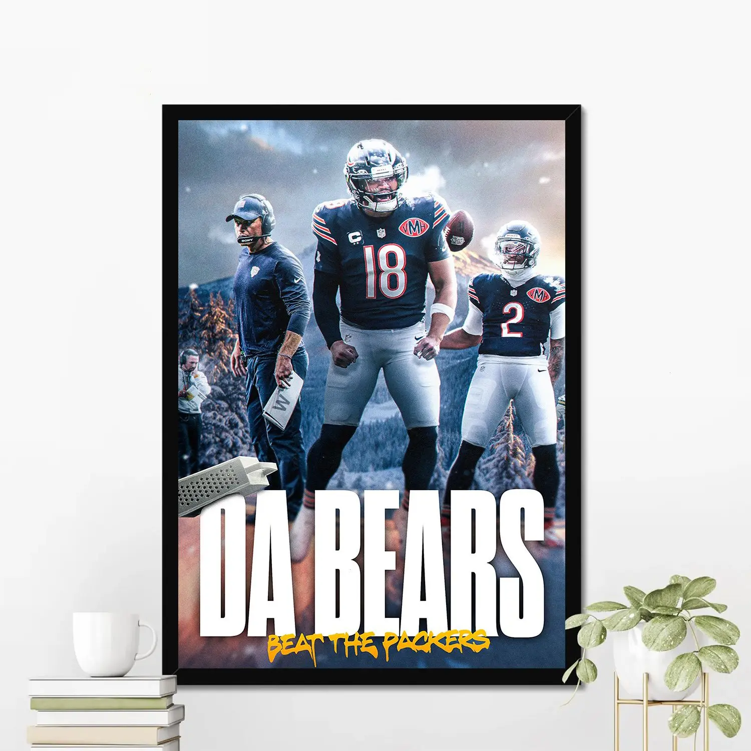 [SALE UP TO 41%] [UNFRAMED] Chicago Wins Its First Playoff Game Since 2010 Poster, Commemorative Chicago Football Wall Art for Fans, Football Fan Gift