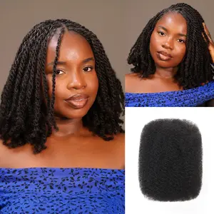 DAIXI Afro Kinky Bulk Human Hair Fluffy Soft Kinky Curly for Braiding Micro Twist Dreadlocks Repairing 50g/pack Blend Seamlessly with African Hair