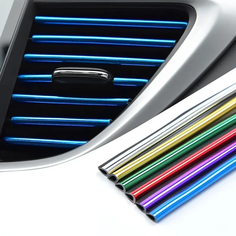 20Pcs Chrome-Look PVC Car Air Conditioner Vent Outlet Trim Strip, DIY Decoration Interior Moulding Line for All Straight Car Air Vents, Car Accessory, Automotive Interior Accessories