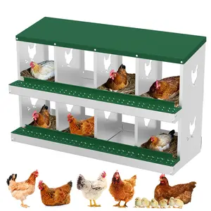 Metal Nest Boxes for Chickens, 6/8/10 Compartments Laying Boxes, Roll Away Eggs Laying Boxes with Removable Tray & Ventilation Holes, Easy Egg Collection for Hens, Ducks, Chicken Coop