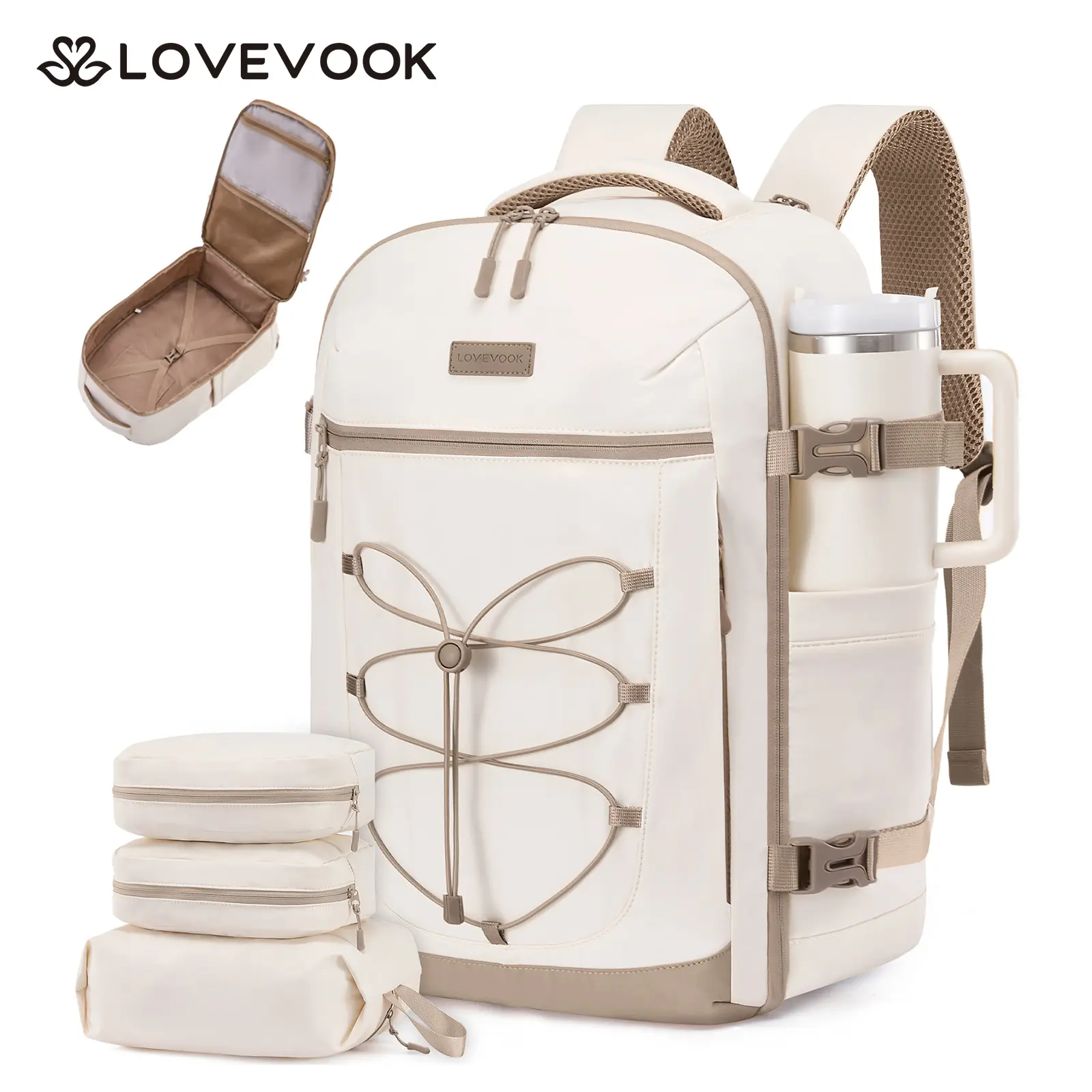 LOVEVOOK TikTokShopBackToSchool Travel Backpack,40L Carry On Backpack Large Fits 17.3" Laptop,TSA Personal Item Travel Bag with 3 Packing Cubes,Water Resistant Laptop Bag Travel Essentials for Weekender Business Hiking
